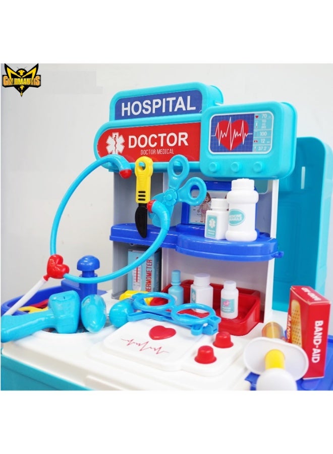 GOLD MANTIS Deluxe Medical Station Toy Set – Portable Doctor Kit with Rolling Trolley, Light-Up Tools & Pretend Play Hospital Accessories for Kids - Image 3