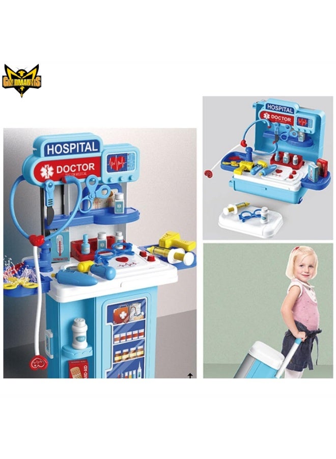 GOLD MANTIS Deluxe Medical Station Toy Set – Portable Doctor Kit with Rolling Trolley, Light-Up Tools & Pretend Play Hospital Accessories for Kids - Image 2