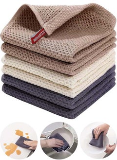 YIM-VIBEHAUS 6 Pack Kitchen Towels and Dishcloths Sets 100% Cotton Soft Quick Drying Dish Towels for Kitchen Absorbent Kitchen Dish Cloths Washing Dishes, 12x12 Inches, Multi Color  - Image 1