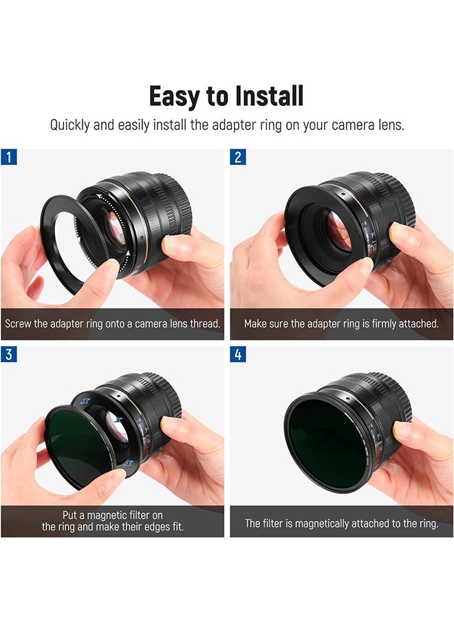 Neewer Neewer 18 Pieces Metal Camera Lens Filter Adapter Ring Kit 9 Pieces Step Up Ring+9 Pieces Step Down Ring Set Compatible with Canon Nikon Sony Olympus DSLR Camera (Black)  - Image 4