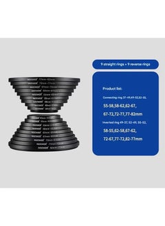 Neewer 18 Pieces Metal Camera Lens Filter Adapter Ring Kit 9 Pieces Step Up Ring+9 Pieces Step Down Ring Set Compatible with Canon Nikon Sony Olympus DSLR Camera (Black)