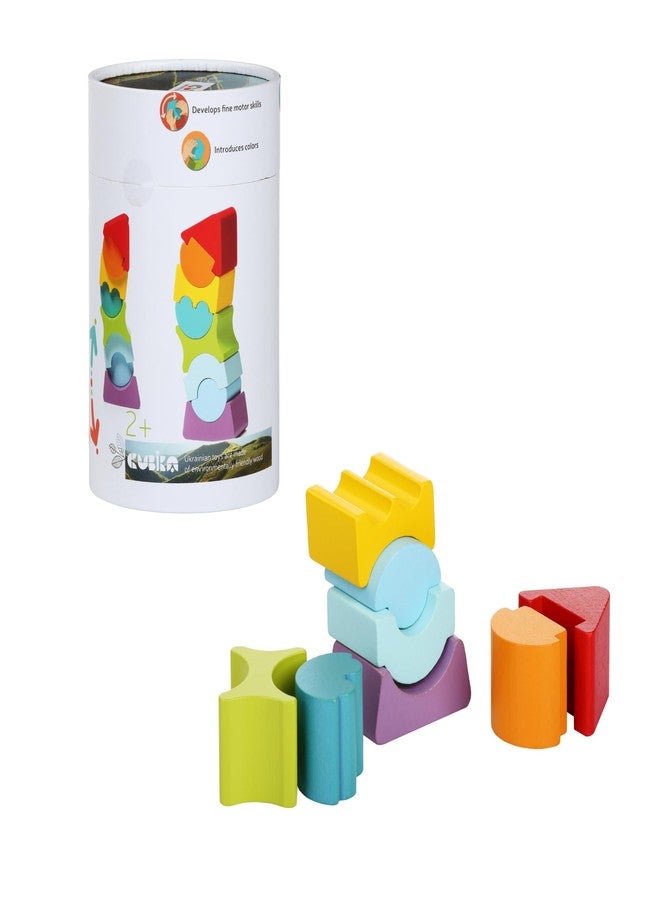 CUBIKA Flexible Tower Wooden Toy- Montessori Puzzle for Toddlers Ages 3+- Size and Shape Sorting Kids Stacking Toy- FSC-Certified Wood, German Water-Based Paints, Travel-Friendly - Image 1