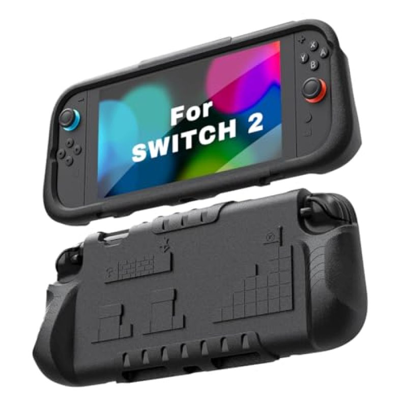 حالة Switch 2: حافظة EVA سوداء مضادة للصدمات مع قبضة مريحة مانعة للانزلاق - فتحة واحدة لبطاقات الألعاب، خفيفة الوزن بوزن 3 أونصات، غطاء حماية للأطفال والمراهقين وللسفر والألعاب أثناء التنقل - Image 1