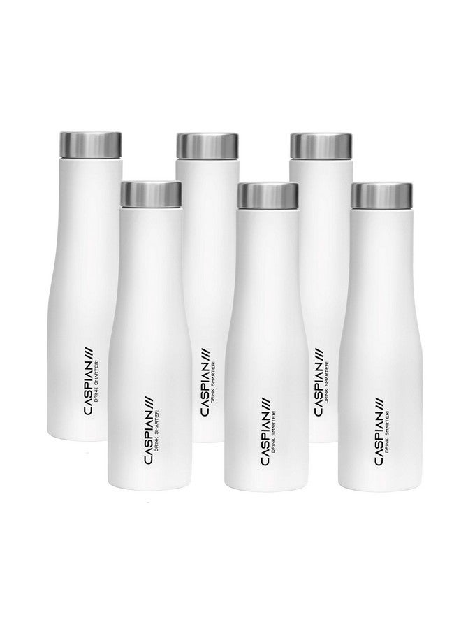 CASPIAN /// Aqua Stainless Steel Water Bottle (White, 1 Litre, Set of 6)| Leak Proof Thunder for Fridge Home Office Travel School Kids Boys Girls Adults Sports Gym Yoga - Image 1