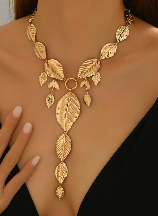 Take Two Gold Leaf Pendant Long Necklace - Image 2