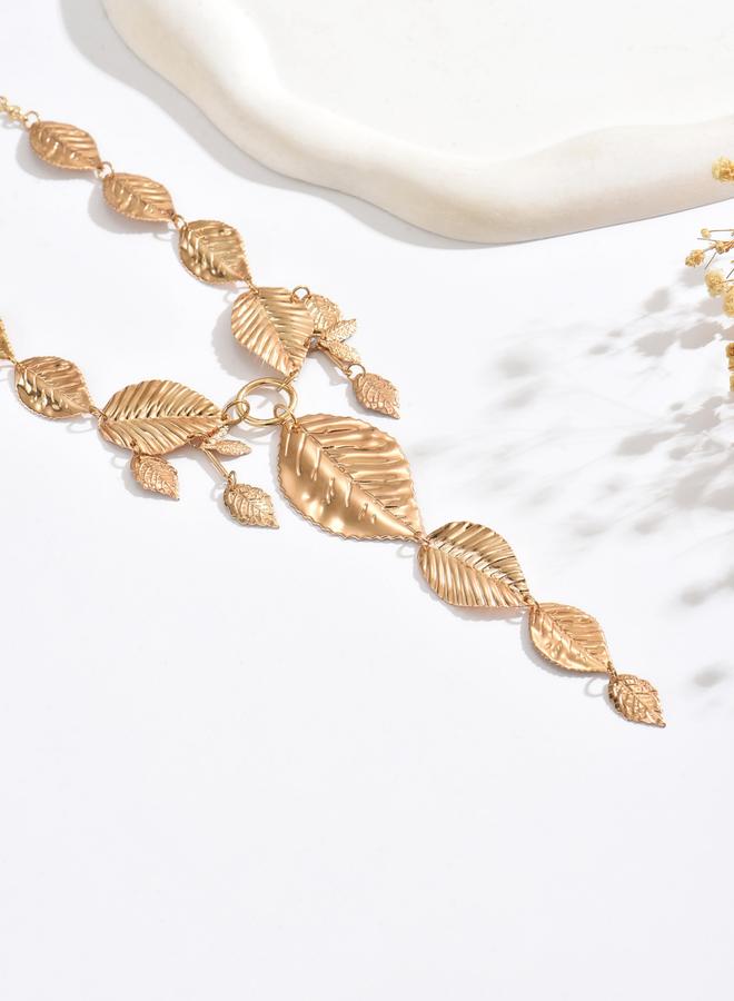Take Two Gold Leaf Pendant Long Necklace - Image 3