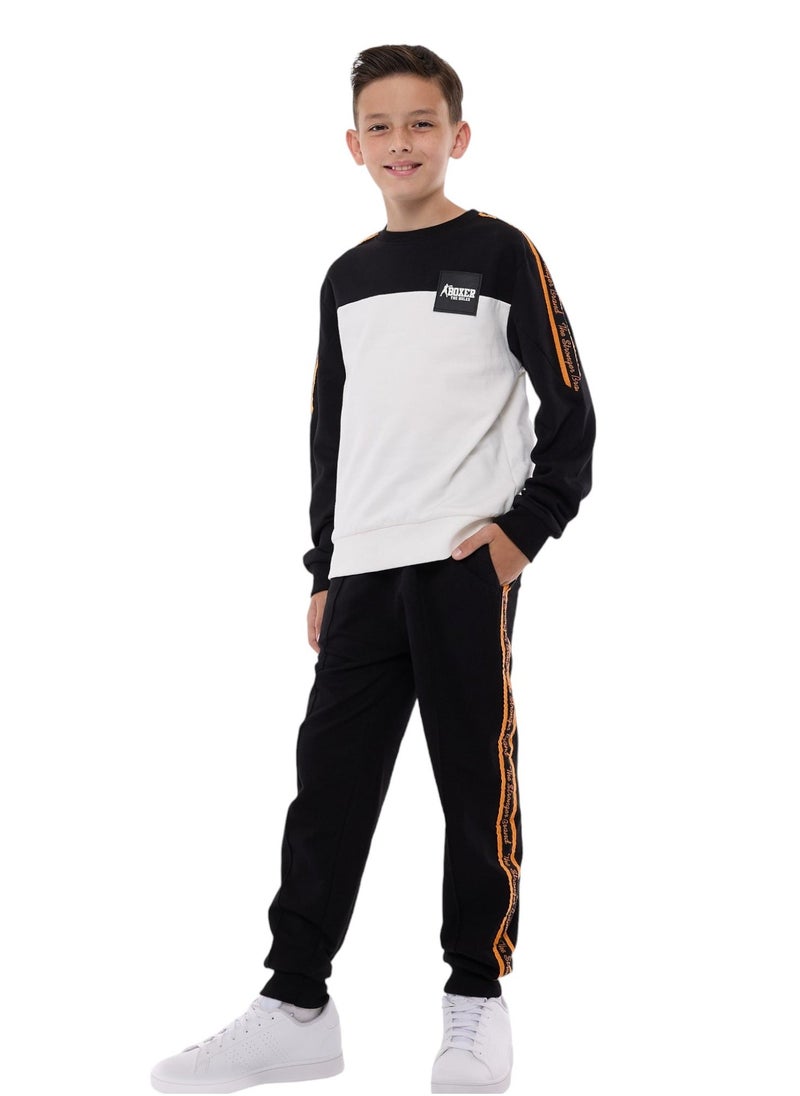 Boys' 2-Piece Set- Sweatshirt and Jogger Set (8-14 yrs) Off-White/Black - pzsku/Z45C71857661C5B02D96FZ/45/_/1740585256/0d2b2ec3-fd60-4921-8f7f-57168054b6fa