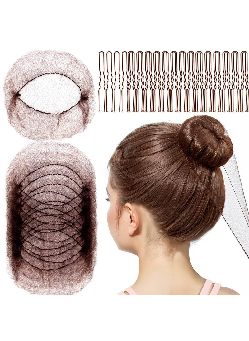 FANDAMEI FANDAMEI Hair Net for Kids Invisible Hair Nets 20PCS with U Shaped Bobby Pins 40PCS30cm Hair Nets for Buns Bun Hair Nets for Ballet Girls Hair Accessories Set for Hair StylingWomenGirlsBrown 