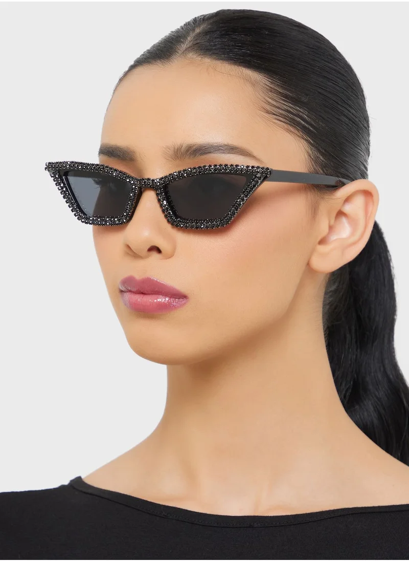 ايلا Rhinestone Detail Cateye Sunglasses