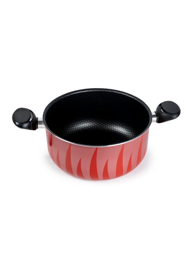 SENSTAN Flame Design Non-Stick Aluminium Casserole with Lid and, Stew Pot Suitable for Gas, Electric, Induction, and Ceramic Stove  - 26cm - Image 2