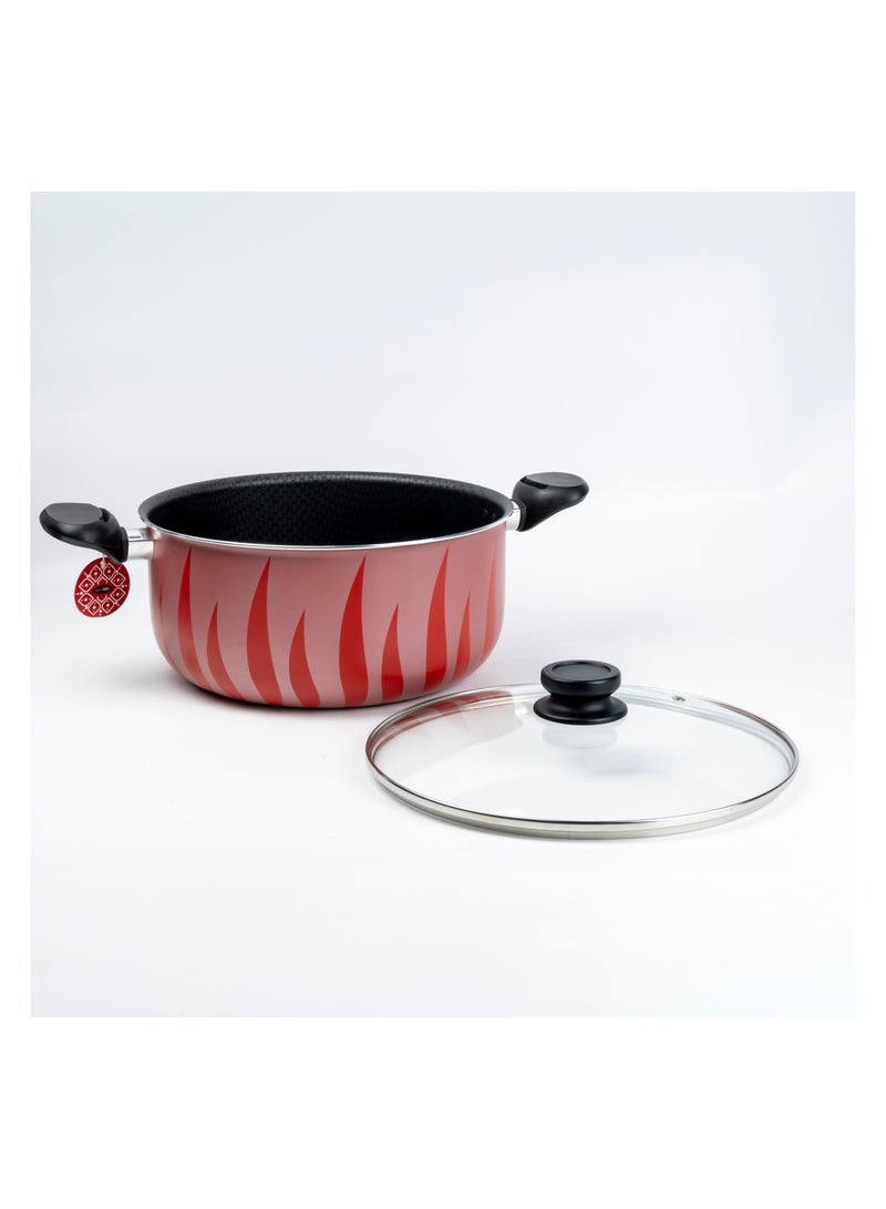 SENSTAN Flame Design Non-Stick Aluminium Casserole with Lid and, Stew Pot Suitable for Gas, Electric, Induction, and Ceramic Stove  - 26cm - Image 3