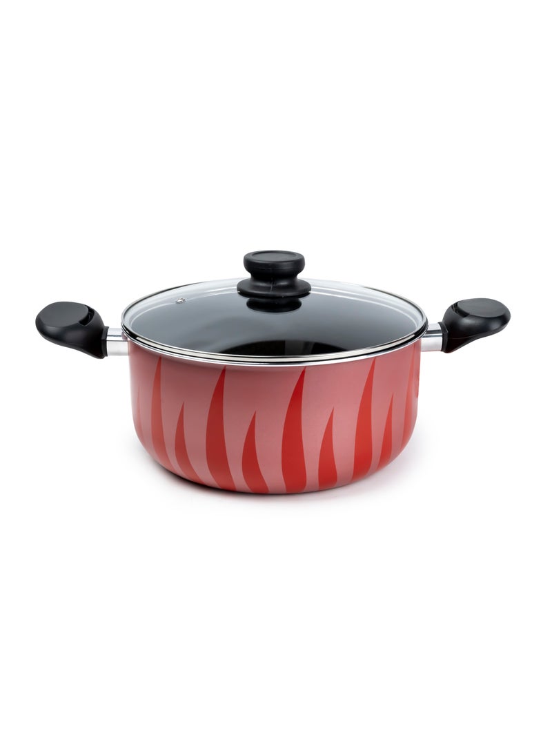 SENSTAN Flame Design Non-Stick Aluminium Casserole with Lid and, Stew Pot Suitable for Gas, Electric, Induction, and Ceramic Stove  - 26cm - Image 1