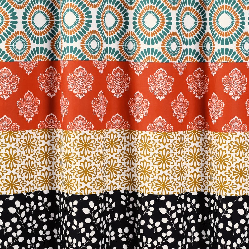 Lush Decor Bohemian Stripe Shower Curtain 72" W x 84" L Turquoise & Orange - Bathroom Curtain - Extra Long Shower Curtain - Boho Decor - Striped Shower Curtains - Image 3