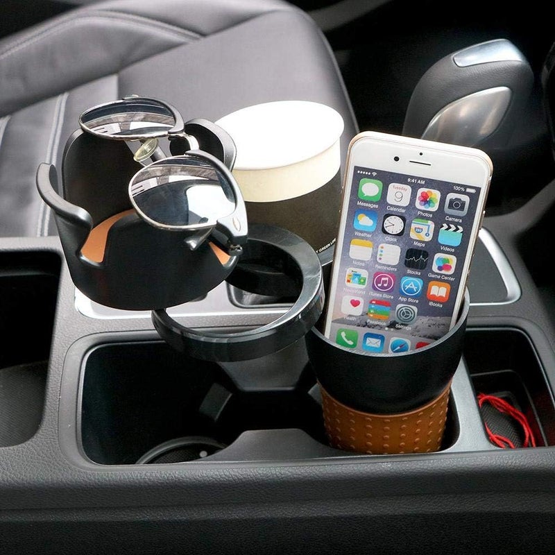 Wahana 5-in-1 Multitasking Car Cup Holder Expander and Organizer with Integrated Glasses Holder and Ashtray Compartment for Universal Vehicle Interior Storage Optimization - Image 4