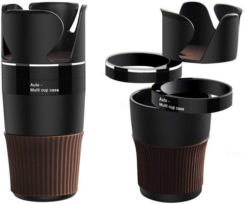 Wahana 5-in-1 Multitasking Car Cup Holder Expander and Organizer with Integrated Glasses Holder and Ashtray Compartment for Universal Vehicle Interior Storage Optimization - Image 1