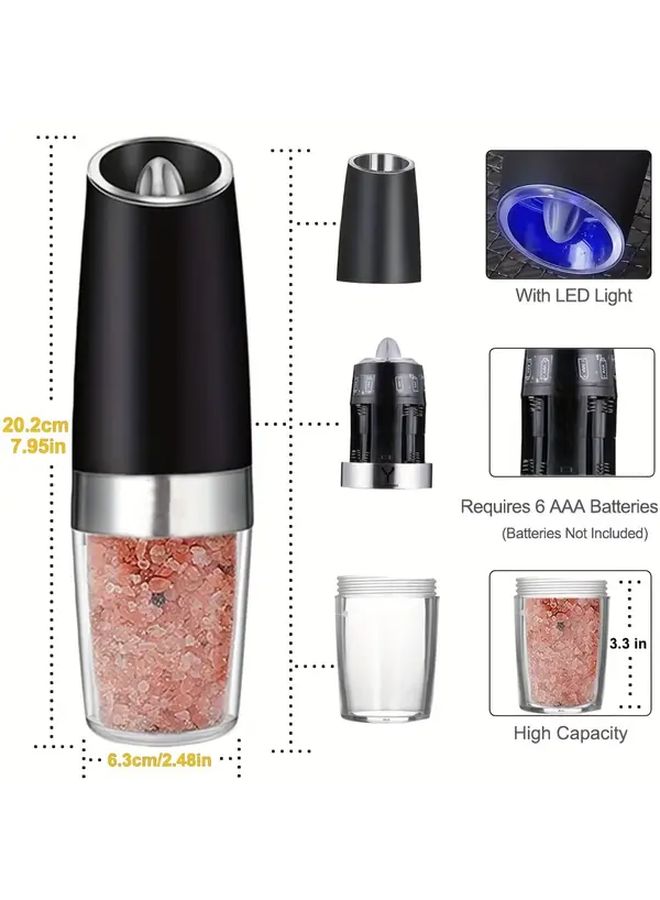 Two In One Electric Pepper And Salt Grinder Set Black One Touch Automatic Operation With Adjustable Coarseness - Image 3