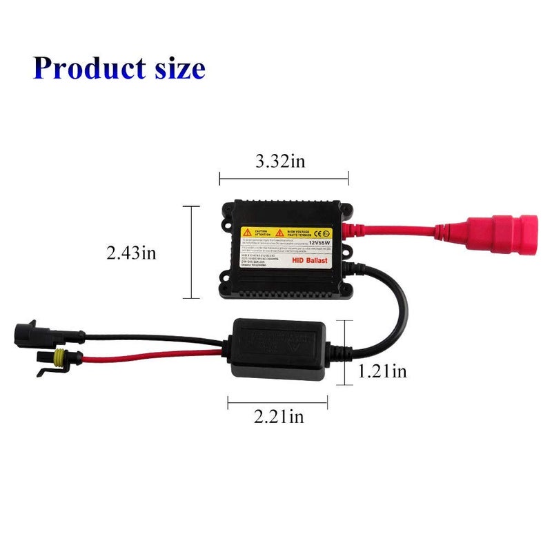 Generic yifengshun 12V 55W Universal Ballast Kit Xenon DC HID Replacement Reactance, 2pcs All Series for H1 H3 H4 H7 H10 H9 9005 9006 D2r D2s  - Image 2