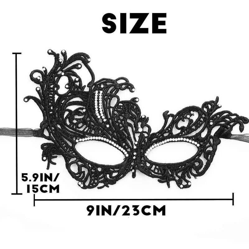 Yalice Rhinestone Masquerade Lace Masks for Women Sparkle Half Eye Mask for Costume Party (Style-C) - Image 4
