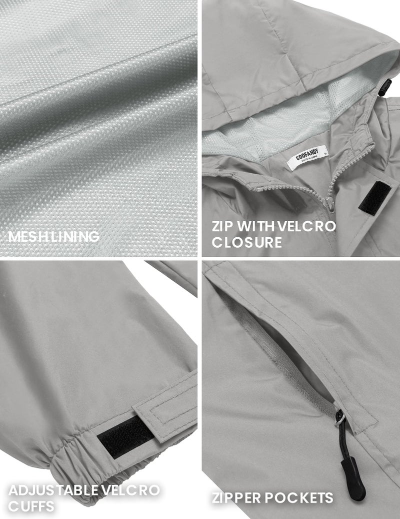 COOFANDY Men's Softshell Rain Jacket With Hood Waterproof Travel Jacket Lightweight Breathable Waterproof Hooded Jacket - Image 2