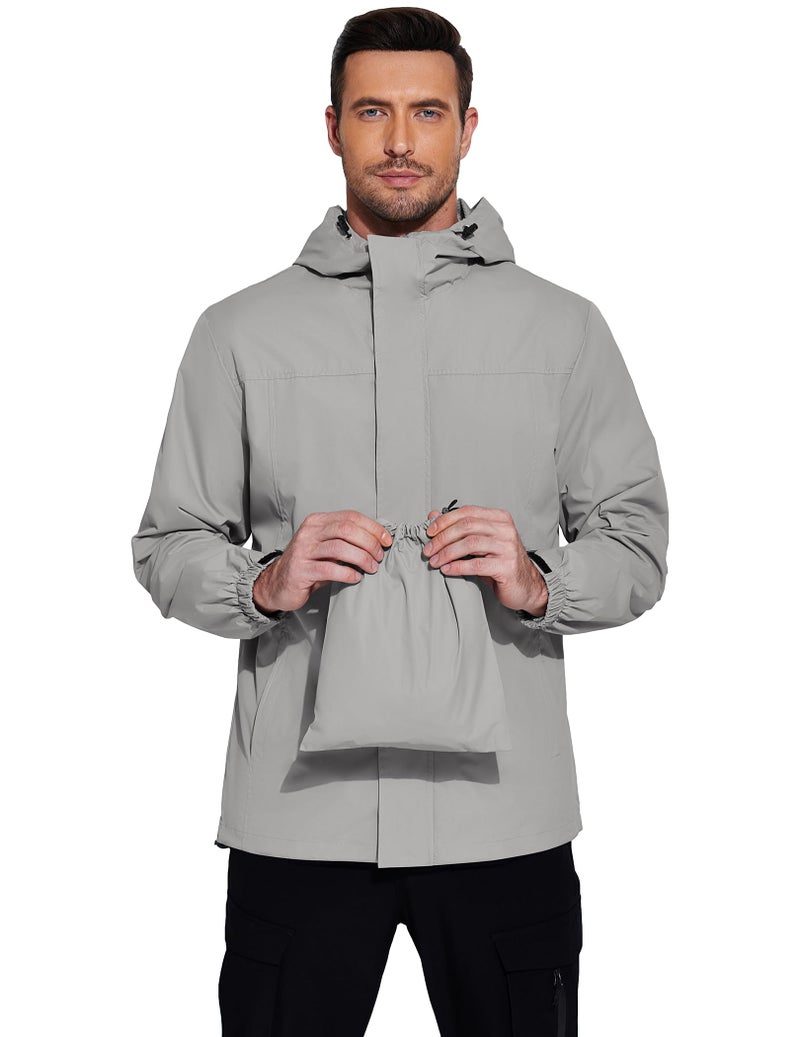 COOFANDY Men's Softshell Rain Jacket With Hood Waterproof Travel Jacket Lightweight Breathable Waterproof Hooded Jacket - Image 4