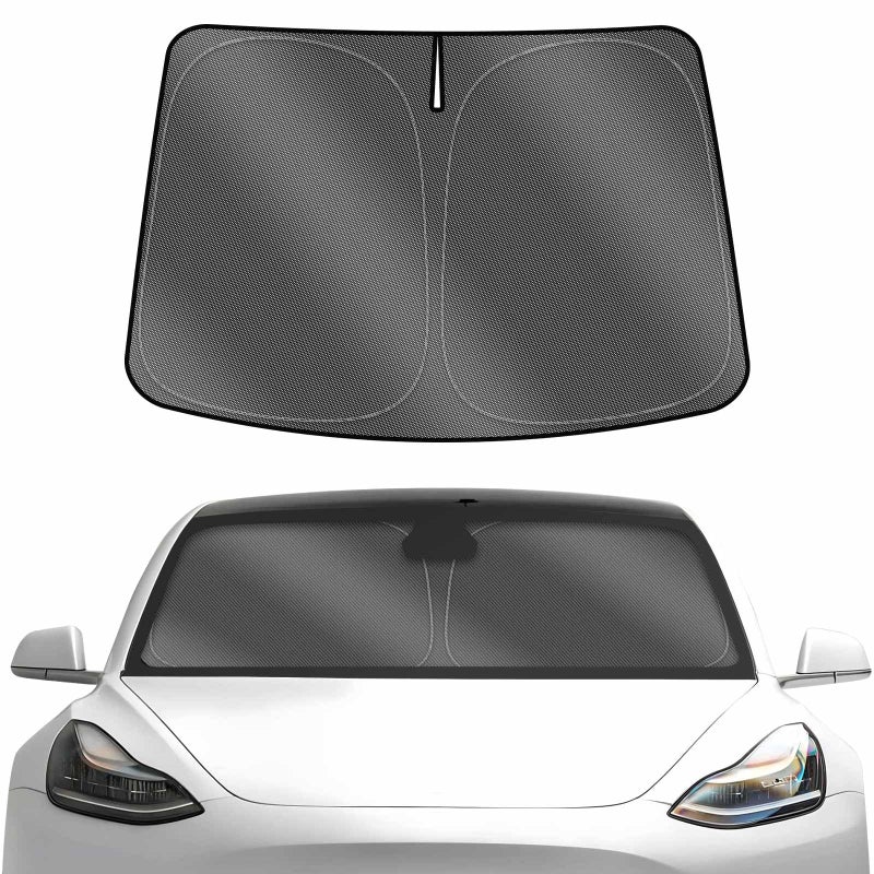 Karltys Windshield Sun Shade for 2017-2024 Tesla Model 3, UPF50+ Upgraded Reflective 240T Sunshade for Model 3, Foldable Front Window Cover, Car UV Ray Sun Visor Protector Keep Vehicle Cooler