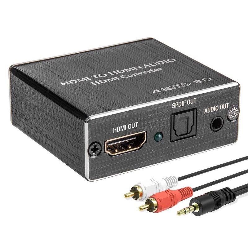 ROOFULL 4K HDMI Input to HDMI and SPDIF Optical + 3.5mm Stereo Audio Output, HDMI Audio Extractor Splitter Converter, Support Apple TV, Fire TV, Blu-ray Players - Image 1