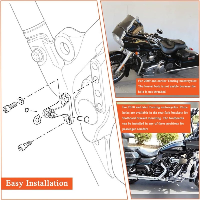 FOVPLUE Passenger Mini Footboard Mount Kit for Harley Touring Models 1993-2024 - Image 3