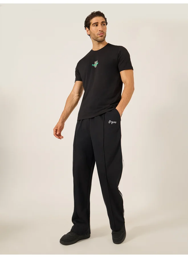 فورت كولينز Fort Collins Men Black Graphic Printed Short Sleeve Regular Fit T-Shirt