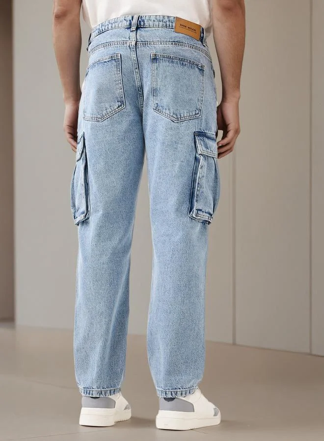 Splash FAV BLUE Men Straight Fit Mid Rise Cargo Jeans for Men | Best Price UAE