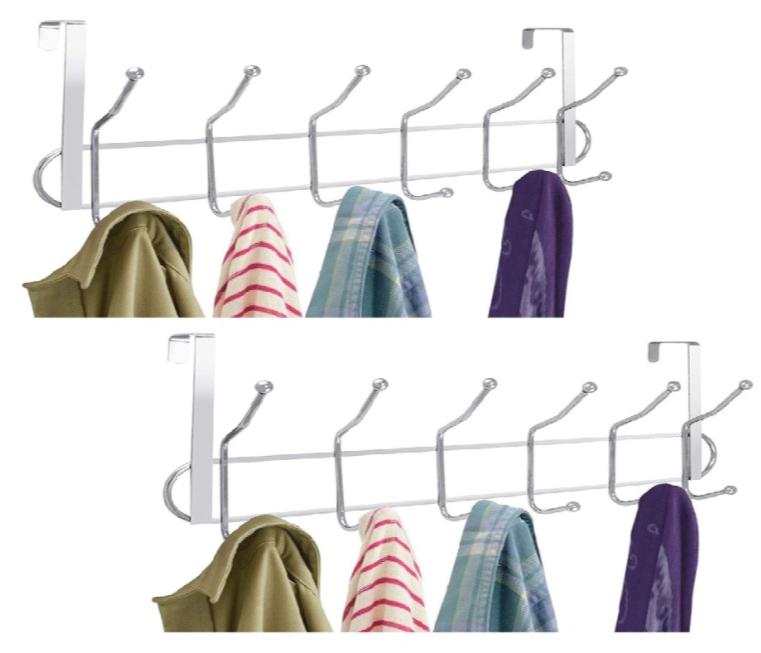 (Set of 2 pcs) Clothes Hangers Over Door with 12 hooks- Non Slip Metal Clothes Hangers, Heavy Duty Coat and Clothes Hangers, Metal Laundry Hangers for Adults - Clothes Hanger Door Hanger - Bathroom and Bedroom Door Hanger - Door Hanger - Over Door Metal Hanger with 12 Hooks Organizer for Towels, Clothes, Keys, Robes, Hats - Metal Hangers Over Door with 12 Hooks, Suitable for Towels, Coats, Clothes, Hats, Bedroom, Bathroom - Door Coat Hangers Over Door Towel Rack for Hats, Coats, Jackets, Bags, Scarves, Belt, Umbrellas - Image 1