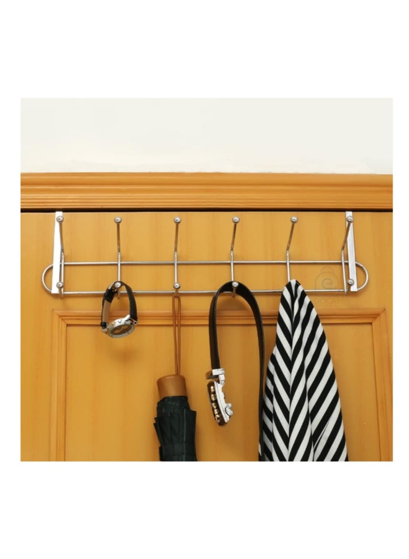 (Set of 2 pcs) Clothes Hangers Over Door with 12 hooks- Non Slip Metal Clothes Hangers, Heavy Duty Coat and Clothes Hangers, Metal Laundry Hangers for Adults - Clothes Hanger Door Hanger - Bathroom and Bedroom Door Hanger - Door Hanger - Over Door Metal Hanger with 12 Hooks Organizer for Towels, Clothes, Keys, Robes, Hats - Metal Hangers Over Door with 12 Hooks, Suitable for Towels, Coats, Clothes, Hats, Bedroom, Bathroom - Door Coat Hangers Over Door Towel Rack for Hats, Coats, Jackets, Bags, Scarves, Belt, Umbrellas  - Image 4