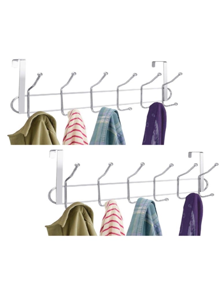 (Set of 2 pcs) Clothes Hangers Over Door with 12 hooks- Non Slip Metal Clothes Hangers, Heavy Duty Coat and Clothes Hangers, Metal Laundry Hangers for Adults - Clothes Hanger Door Hanger - Bathroom and Bedroom Door Hanger - Door Hanger - Over Door Metal Hanger with 12 Hooks Organizer for Towels, Clothes, Keys, Robes, Hats - Metal Hangers Over Door with 12 Hooks, Suitable for Towels, Coats, Clothes, Hats, Bedroom, Bathroom - Door Coat Hangers Over Door Towel Rack for Hats, Coats, Jackets, Bags, Scarves, Belt, Umbrellas  - Image 1