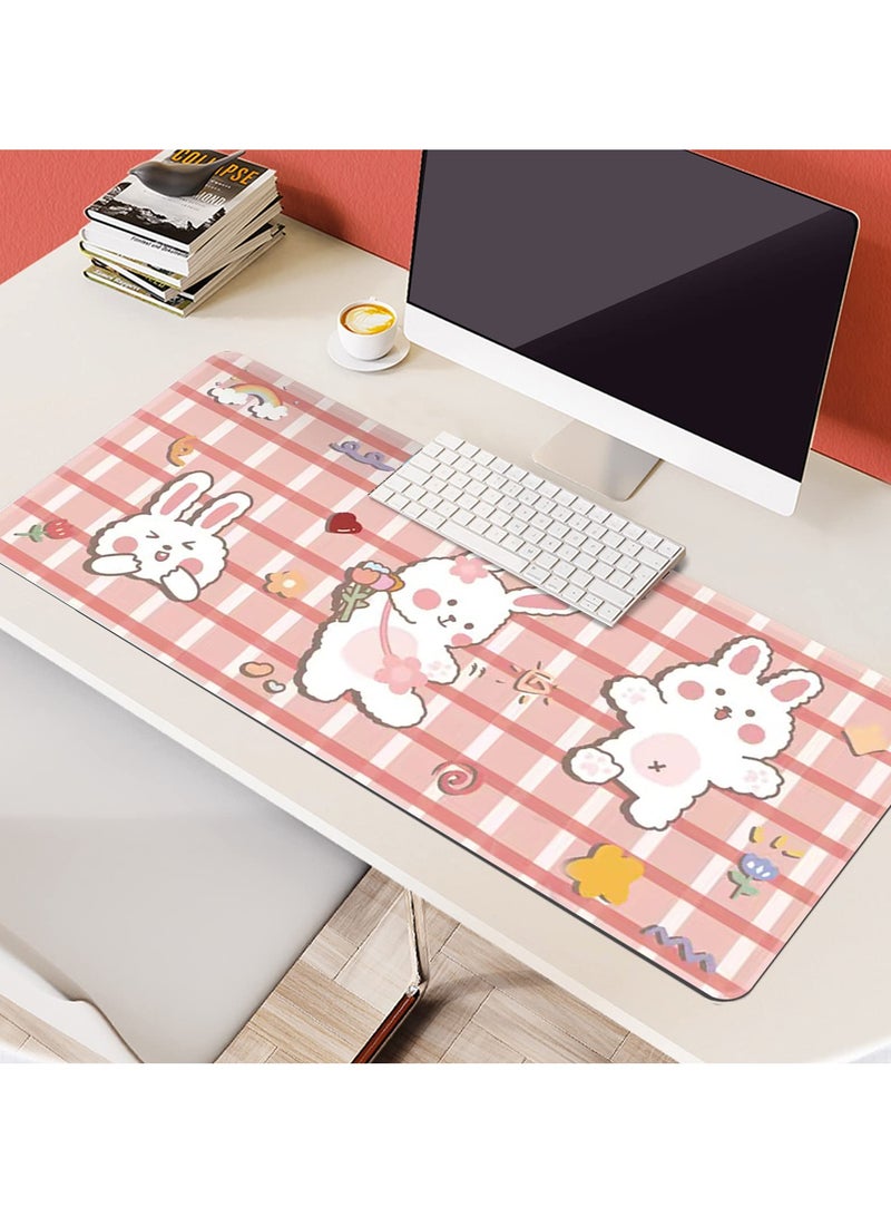 KASTWAVE Desktop Mouse Pad, Cute Cartoon Rabbit Theme Mouse Keyboard Pad Large Game Desk Pad Suitable for Game Writing Bedroom Office Work Supplies Laptop Desk Pad ( 30x80 cm) - Image 3