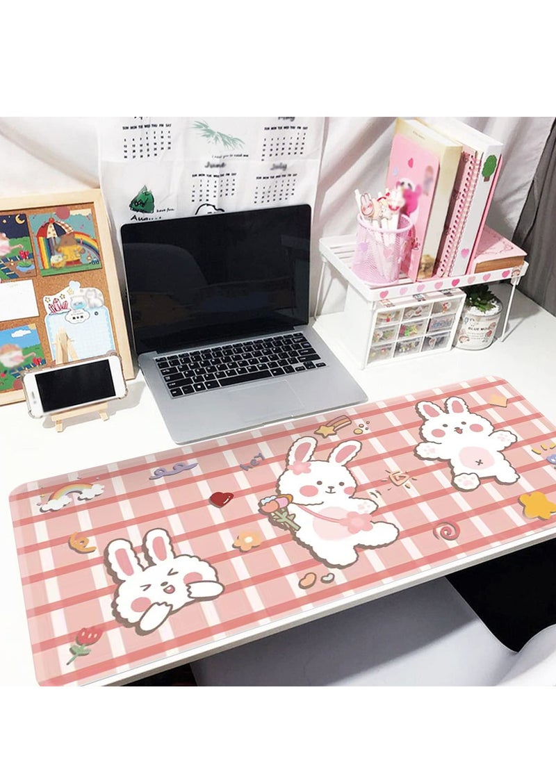KASTWAVE Desktop Mouse Pad, Cute Cartoon Rabbit Theme Mouse Keyboard Pad Large Game Desk Pad Suitable for Game Writing Bedroom Office Work Supplies Laptop Desk Pad ( 30x80 cm) - Image 5