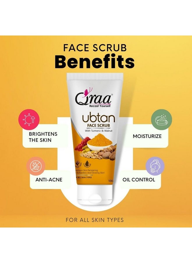 Qraa Ubtan Kit -For Glow And Brightening | Combo Pack Of Ubtan Facewash 100G, Ubtan Scrub 100G & Ubtan Pack 50G  - Image 2