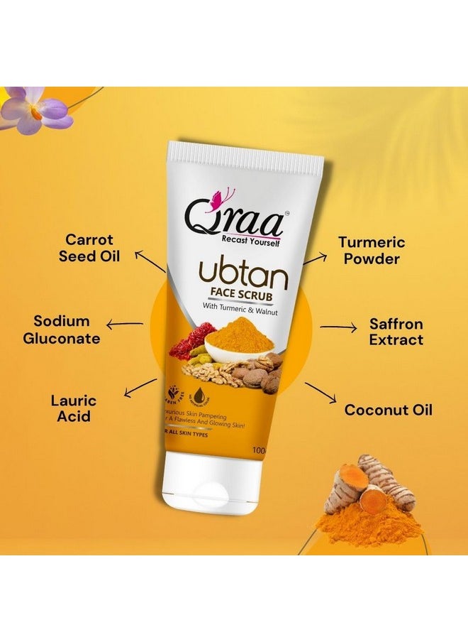 Qraa Ubtan Kit -For Glow And Brightening | Combo Pack Of Ubtan Facewash 100G, Ubtan Scrub 100G & Ubtan Pack 50G  - Image 3