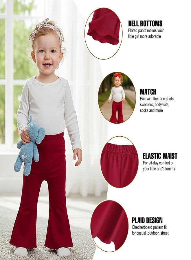 SOBOWO Checkered Baby Girl Flare Pants 3 Pack Toddler Bell Bottoms Plaid Ruffle Leggings Pants Fall Winter Outfits Size 6M-4T, Black&white Plaid/Red/Red&white Plaid, 18-24 Months - Image 5
