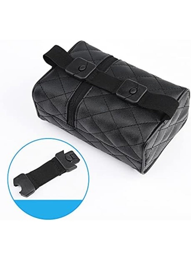 منظم مناديل سيارة فاخر من جلد البولي يوريثان (PU) بملمس المايكروفايبر – حامل مناديل خلفي قابل للتعليق على مسند الرأس وحاجب الشمس – صندوق مناديل كبير السعة 17x11x7 سم بتصميم مبطّن بالماس (أسود) – موزع مناديل ورقية ومبللة أنيق ومتعدد الاستخدامات لداخلية السيارة. - Image 5