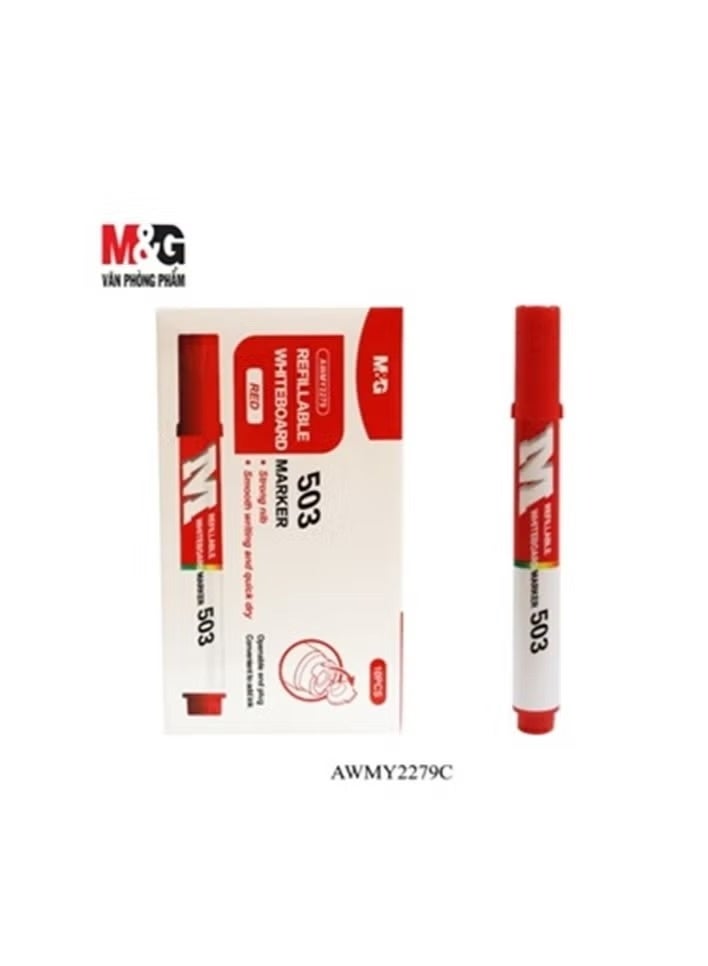 ام اند جي ماركر احمر قابل للتعبئه ام اند جي10 اقلام - Image 1