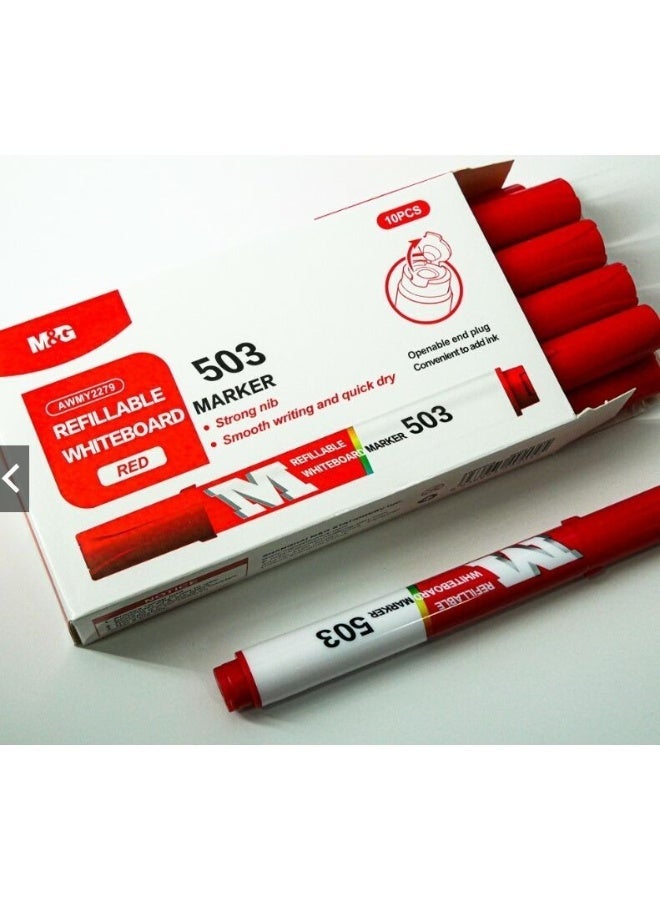 ام اند جي ماركر احمر قابل للتعبئه ام اند جي10 اقلام - Image 2