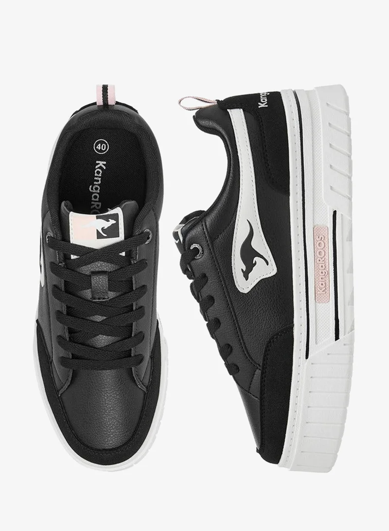 kangaROOS BLACK Women's Panelled Lace-Up Sports Shoes for Women | Best Price UAE