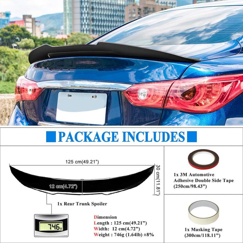 Rolling Gears Gloss Black Trunk Spoiler for Infiniti Q50 - Image 4