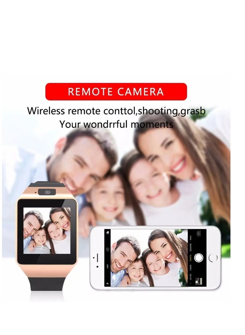 AROAQ DZ09 Bluetooth Smartwatch, Gold Touchscreen Wrist Smart Phone Watch, Sports Fitness Tracker With Sim SD Card Slot, Multifunctional Bluetooth Smartwatch For Kids Men Women - Image 4