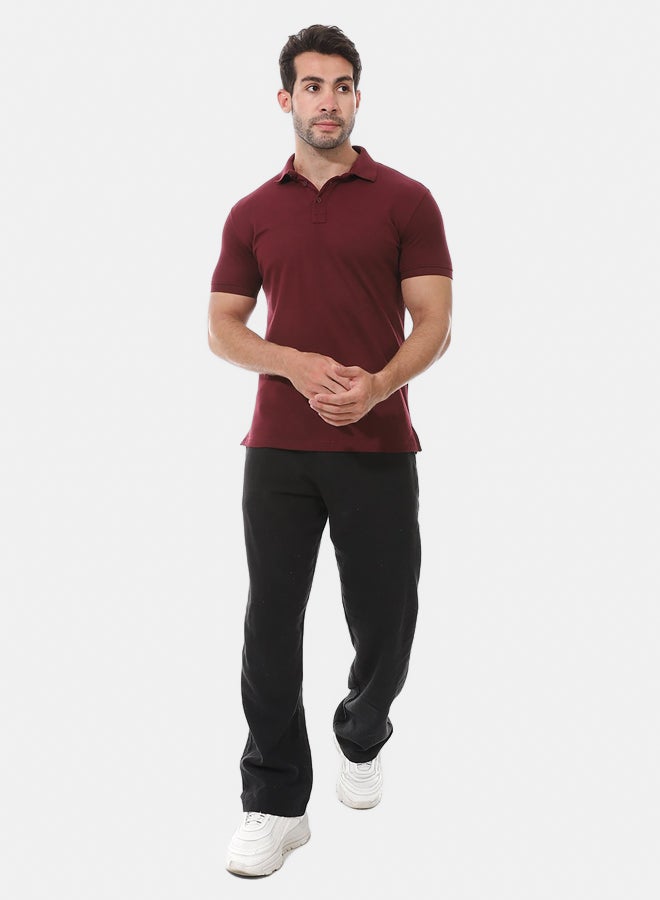 Andora Basic Polo Cotton Men's Shirt - Burgundy_Red - Image 4