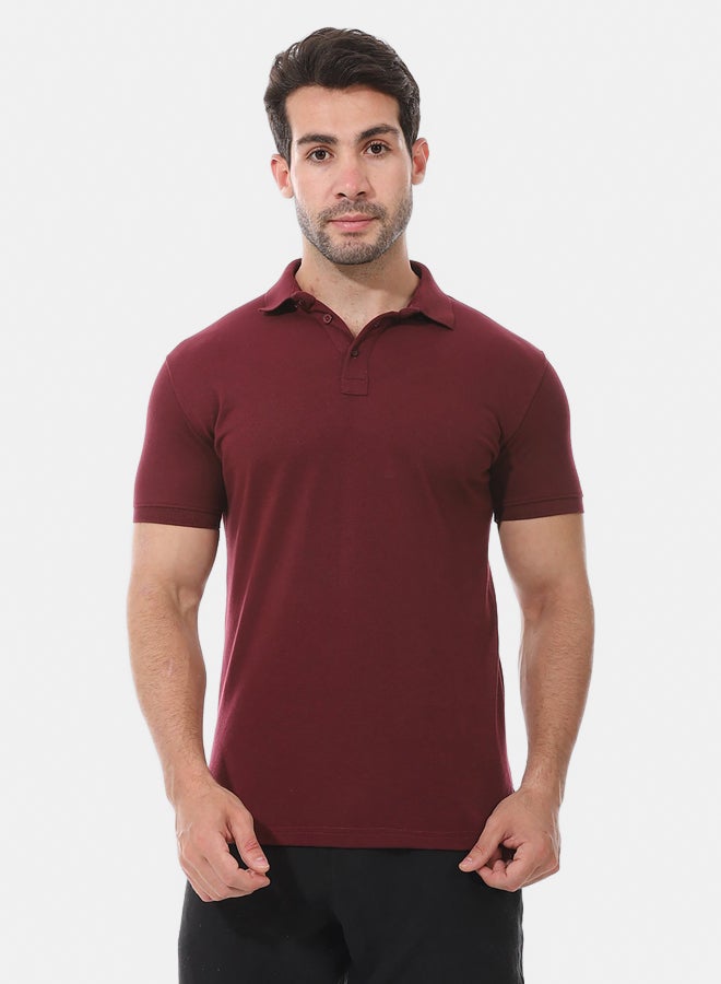 Andora Basic Polo Cotton Men's Shirt - Burgundy_Red - Image 1