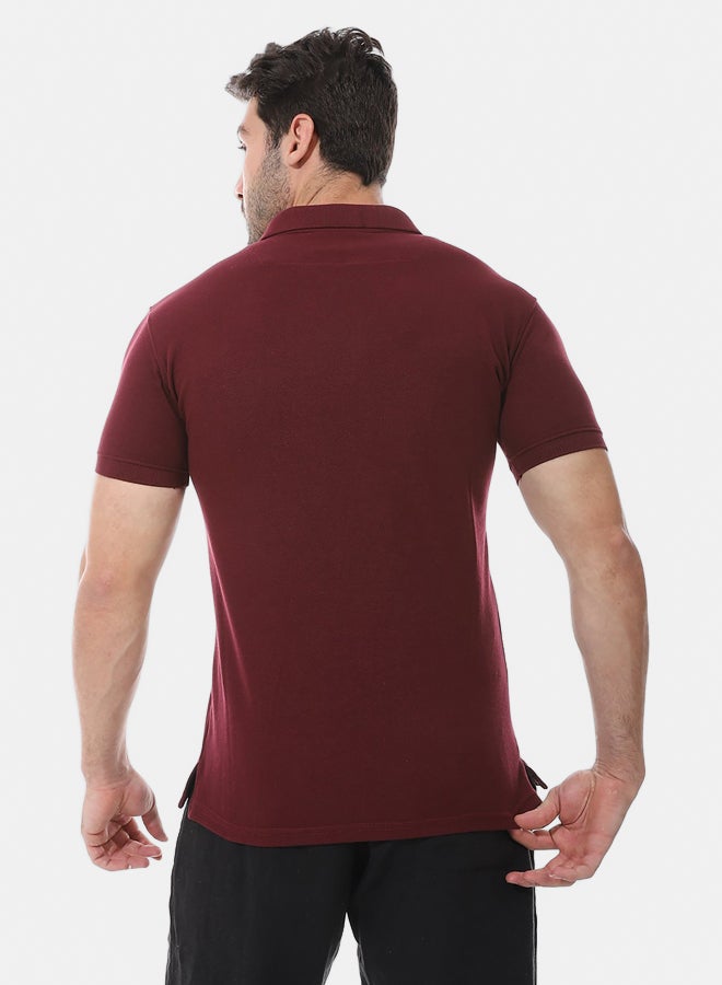 Andora Basic Polo Cotton Men's Shirt - Burgundy_Red - Image 3