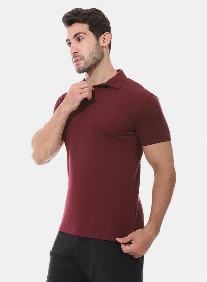 Andora Basic Polo Cotton Men's Shirt - Burgundy_Red - Image 2