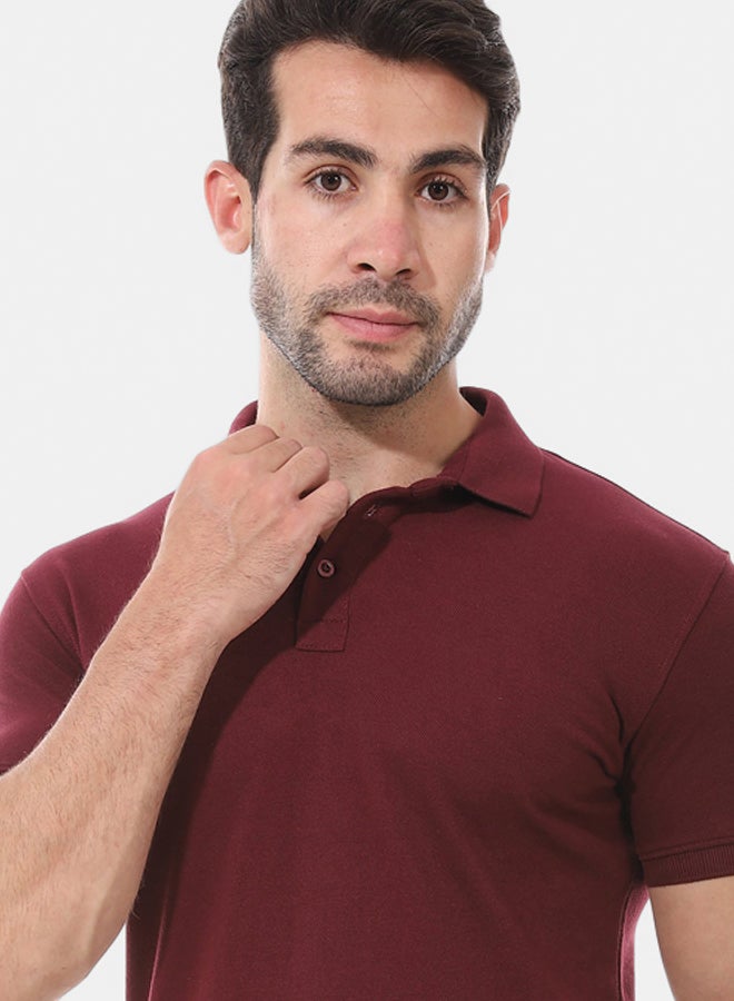 Andora Basic Polo Cotton Men's Shirt - Burgundy_Red - Image 5