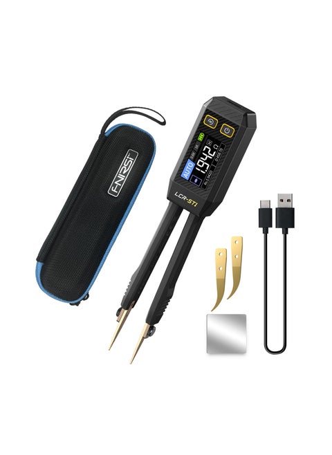 FNIRSI LCR-ST1 10KHz LCR Meter Tweezer, Mini Smart SMD Tester, ESR Meter, Maximum accuracy 0.5%, Capacitance Inductance Continuity Diode Tester, Auto Component Recognition Electronic Component Analyze