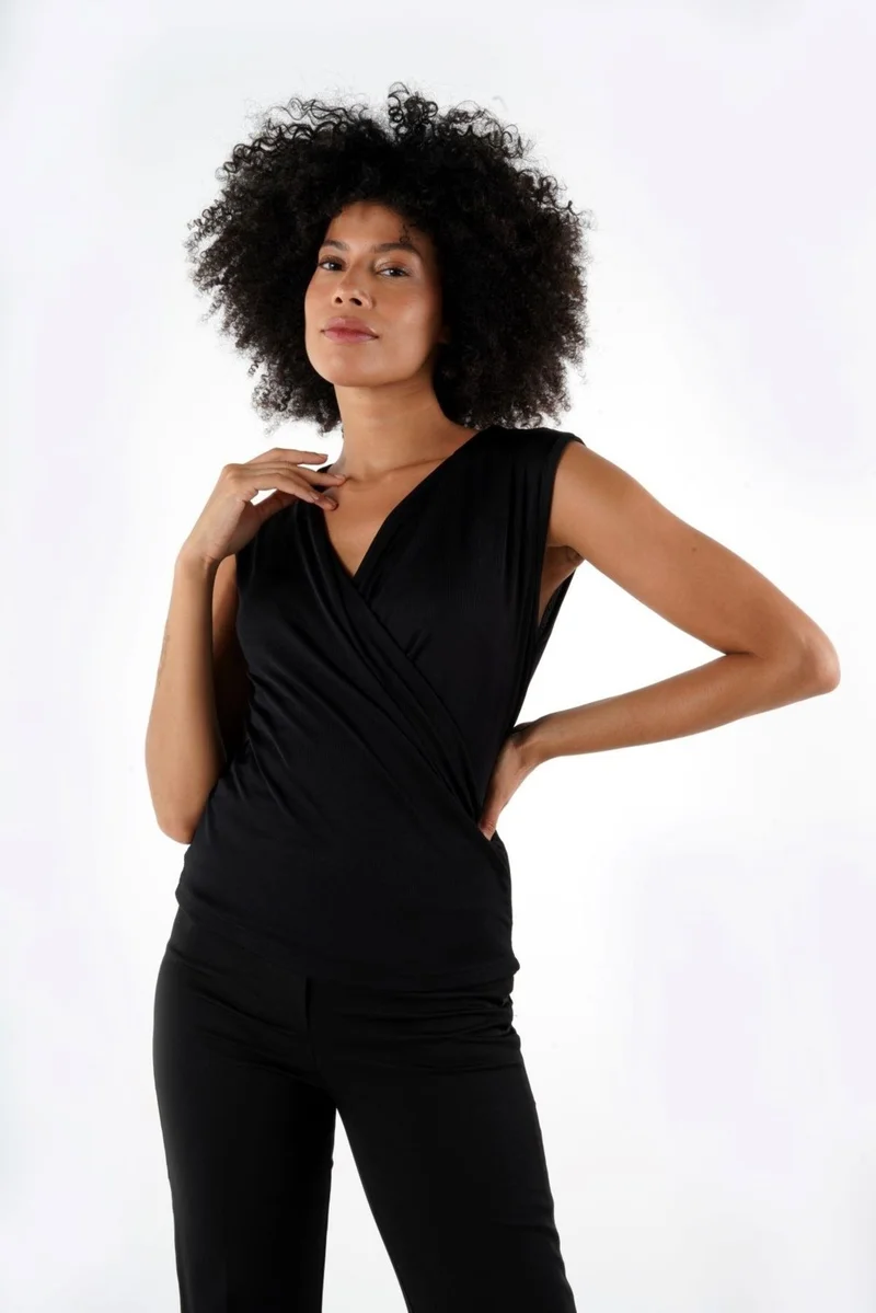الكسندر جاردي Double Breasted Sleeveless Blouse (B24-38001)